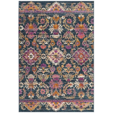 Safavieh 6 x 9 ft. Medium Rectangle Madison Power Loomed Rug, Blue and Fuchsia MAD130C-6
